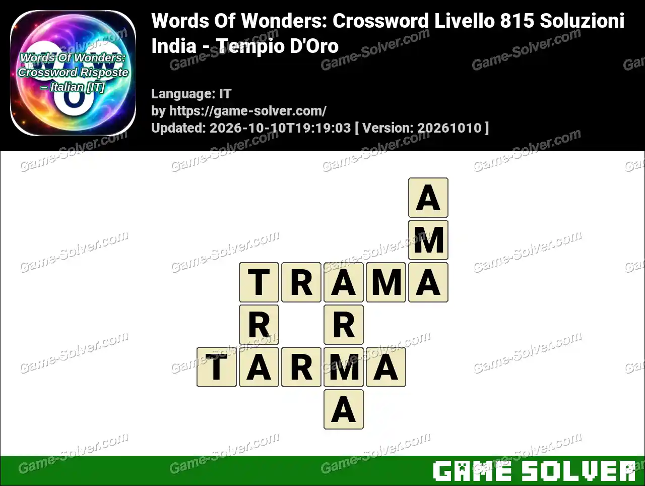 Words Of Wonders: Crossword Livello 815 Soluzioni – India – Tempio D’Oro
